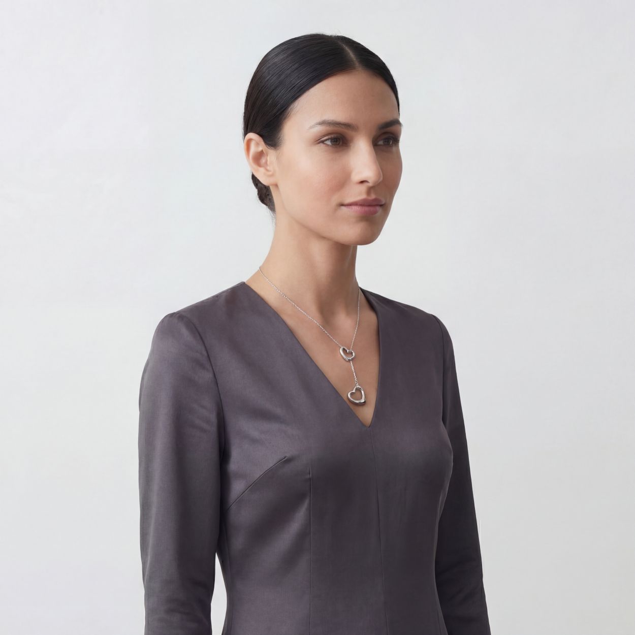Open Heart Lariat Necklace