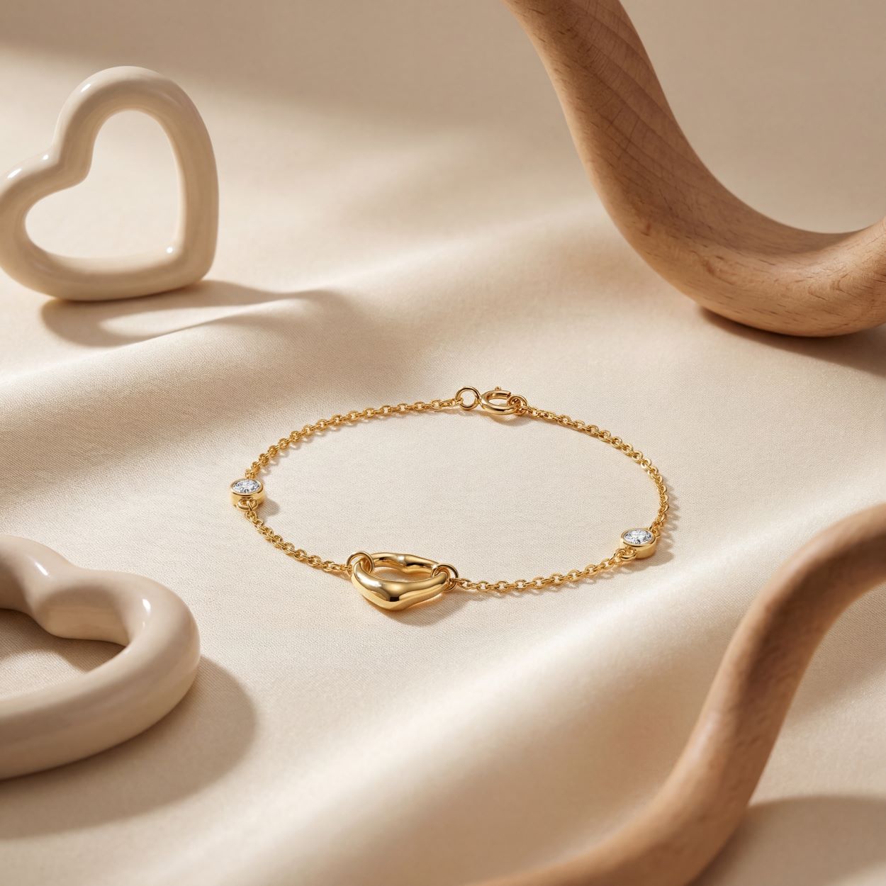 CZ By The Yard Open Heart Bracelet