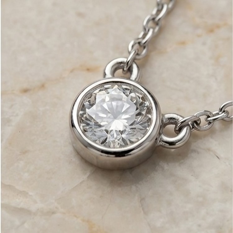 CZ by the yard single stone pendant