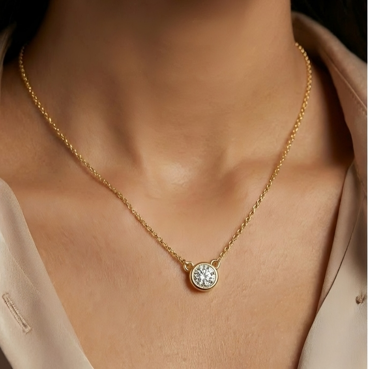 CZ by the yard single stone pendant