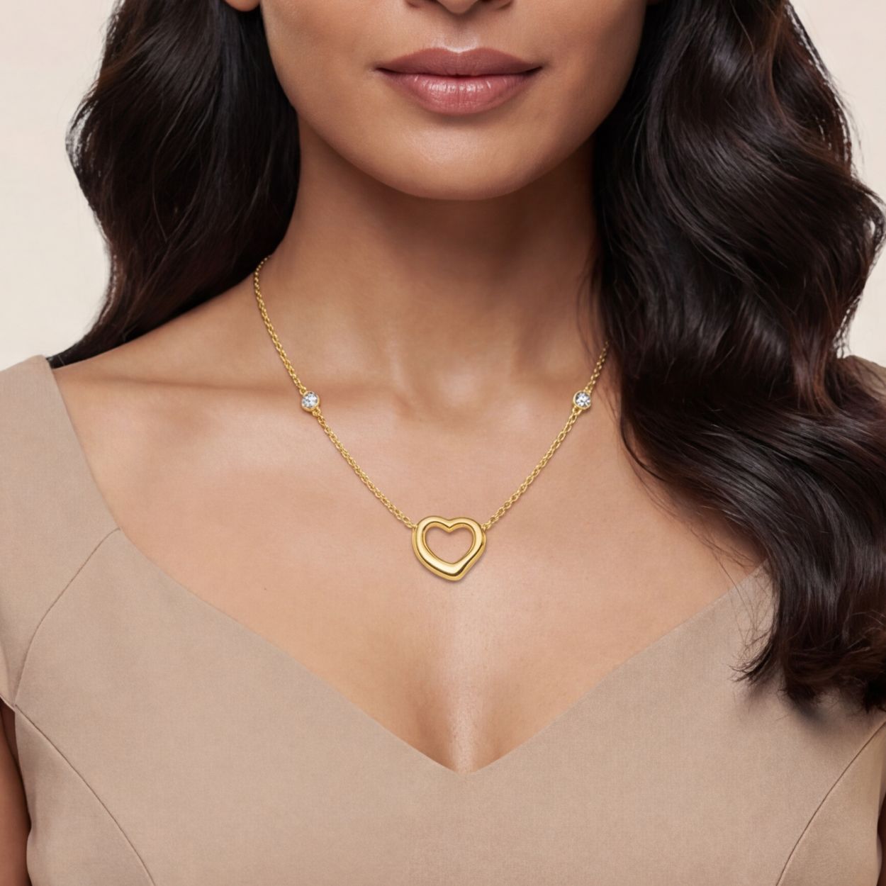 Open heart CZ by the yard Pendant