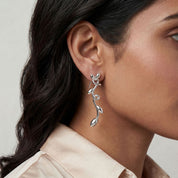 Alokki Romantic Floral Olive Leaf Vine Drop Earrings