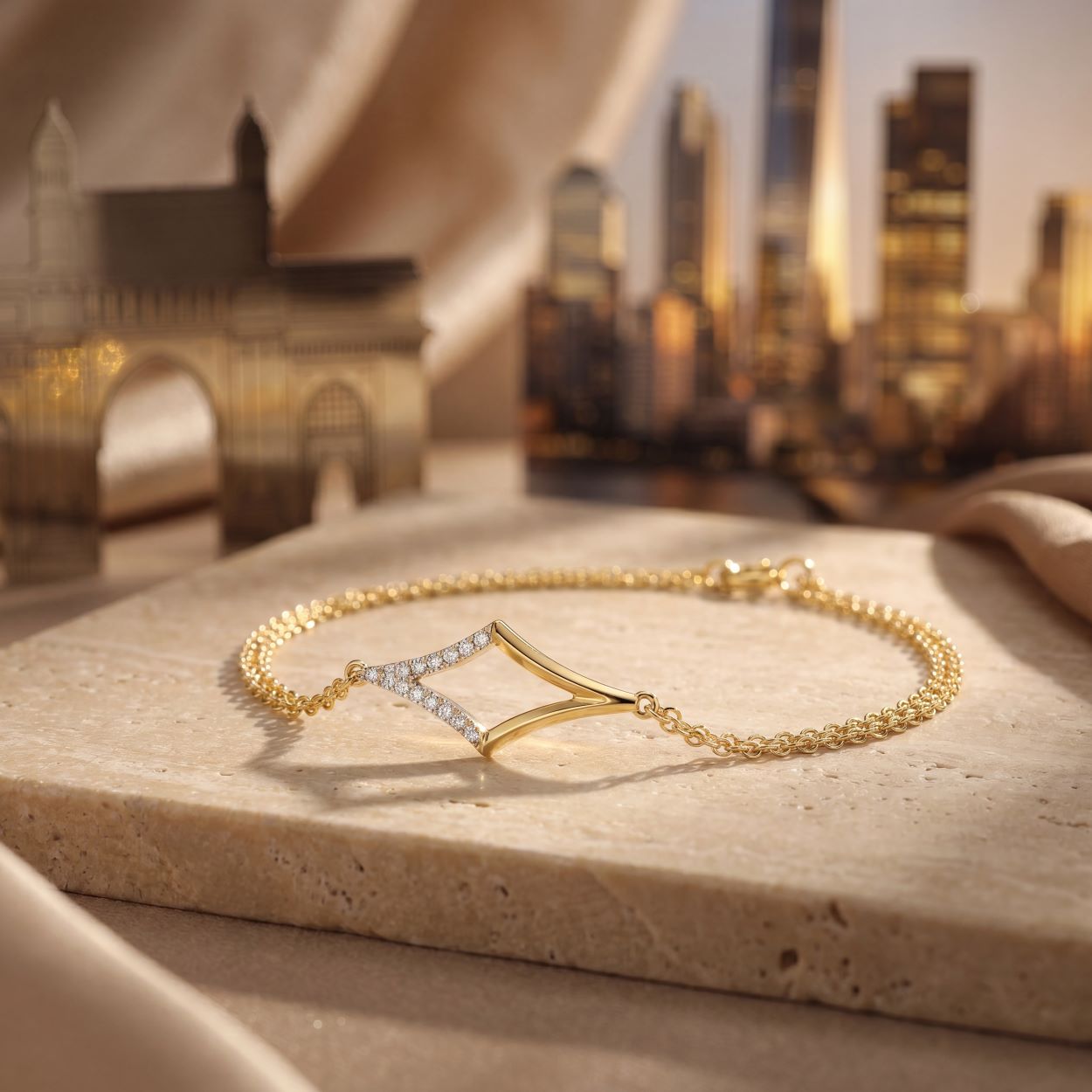Alokki A1 CZ Double Chain Bracelet