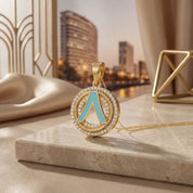 Alokki A CZ and Turquoise Circle Pendant