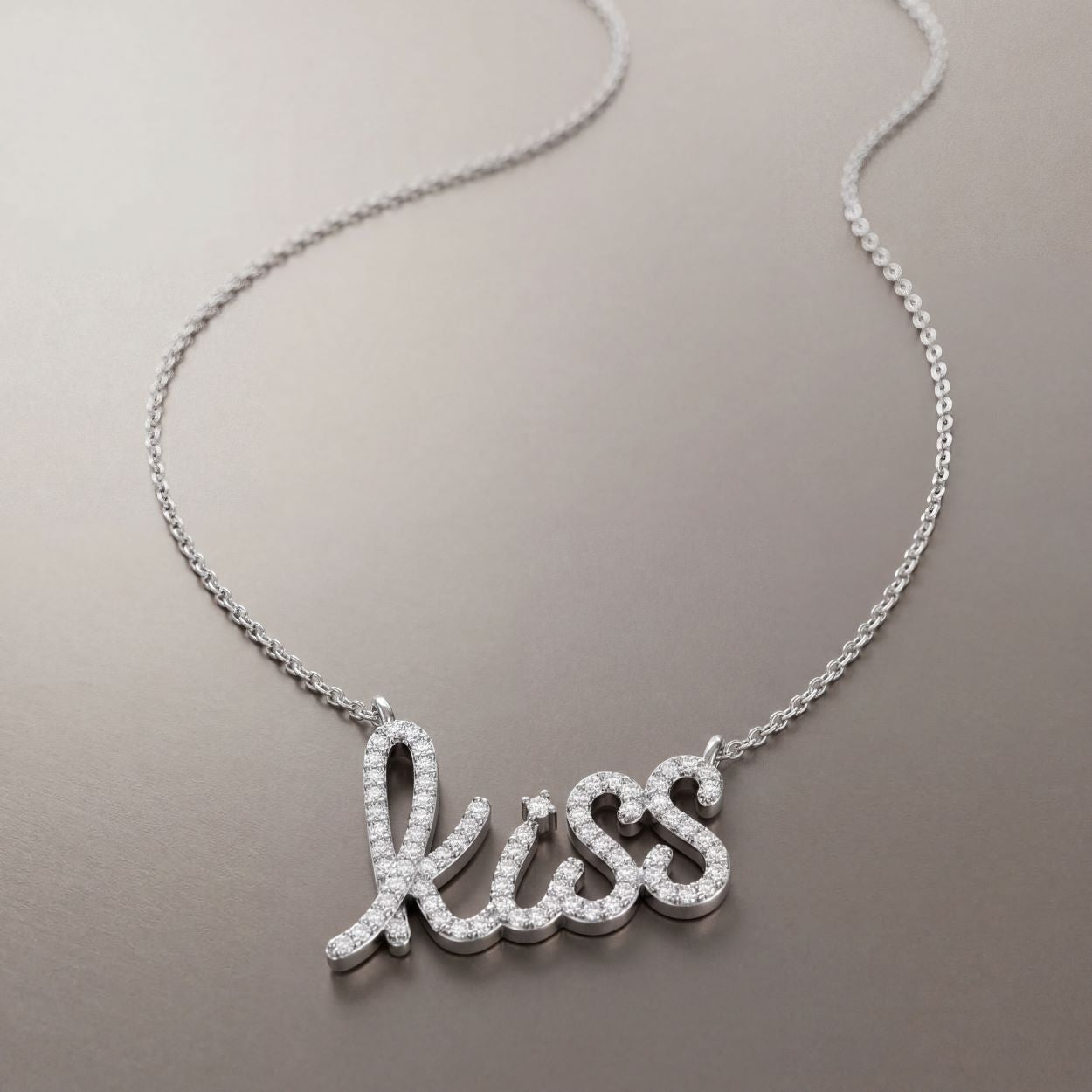 Graffiti Kiss Pendant With CZ