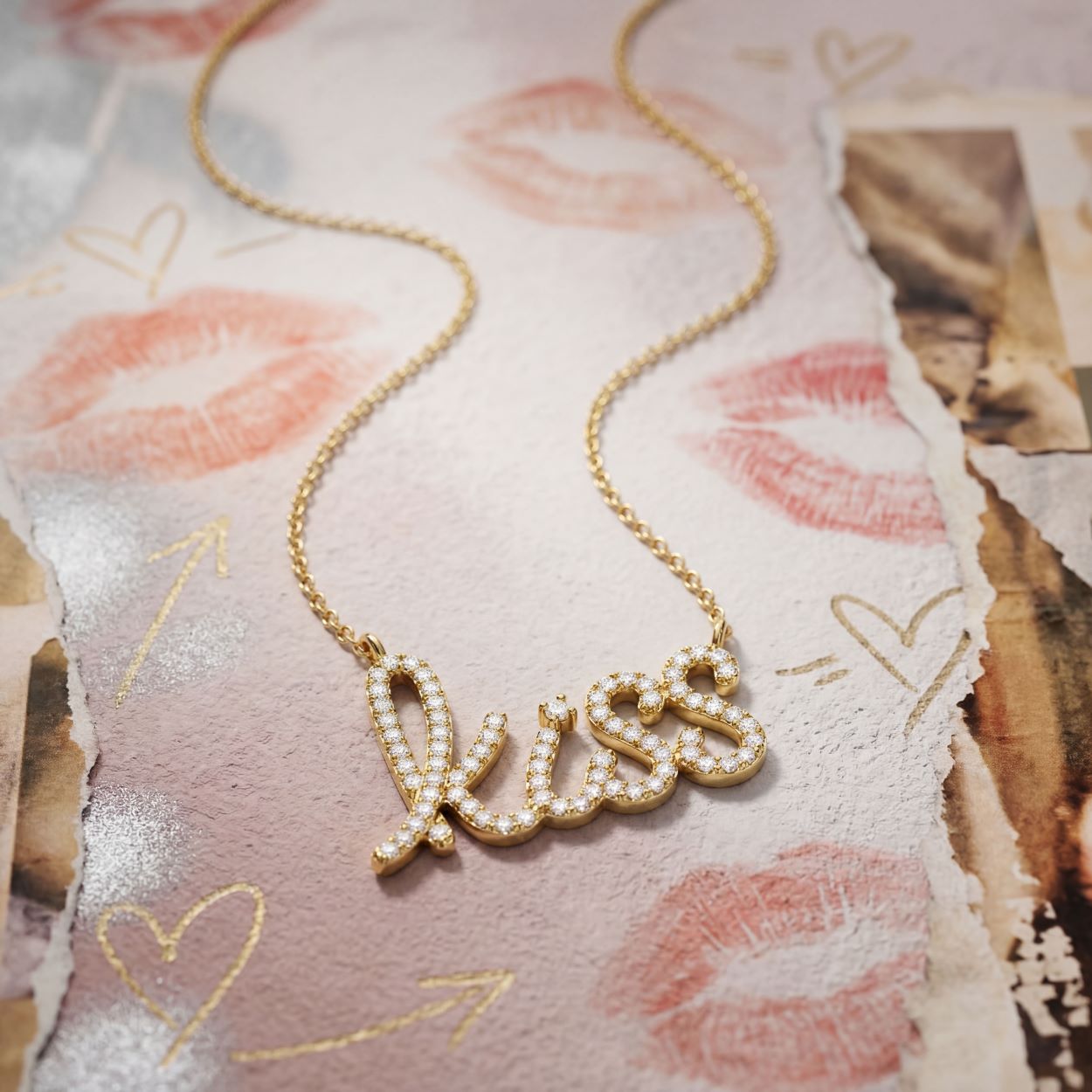 Graffitin Kiss Pendant With CZ