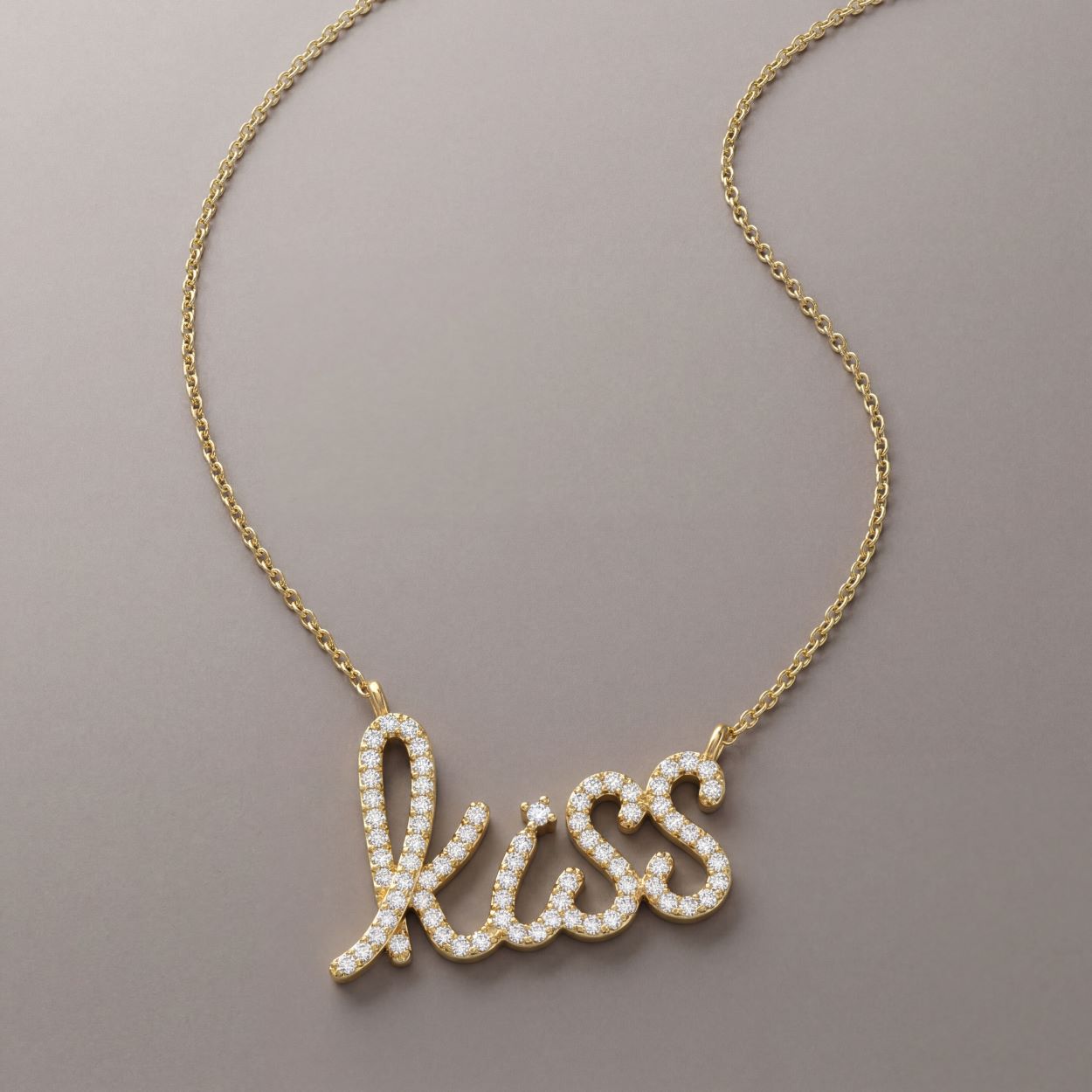Graffitin Kiss Pendant With CZ