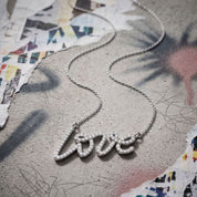 Graffiti Love Pendant With CZ
