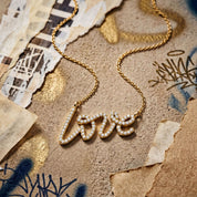 Graffiti Love Pendant With CZ