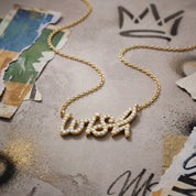 Graffiti Wish pendant With CZ