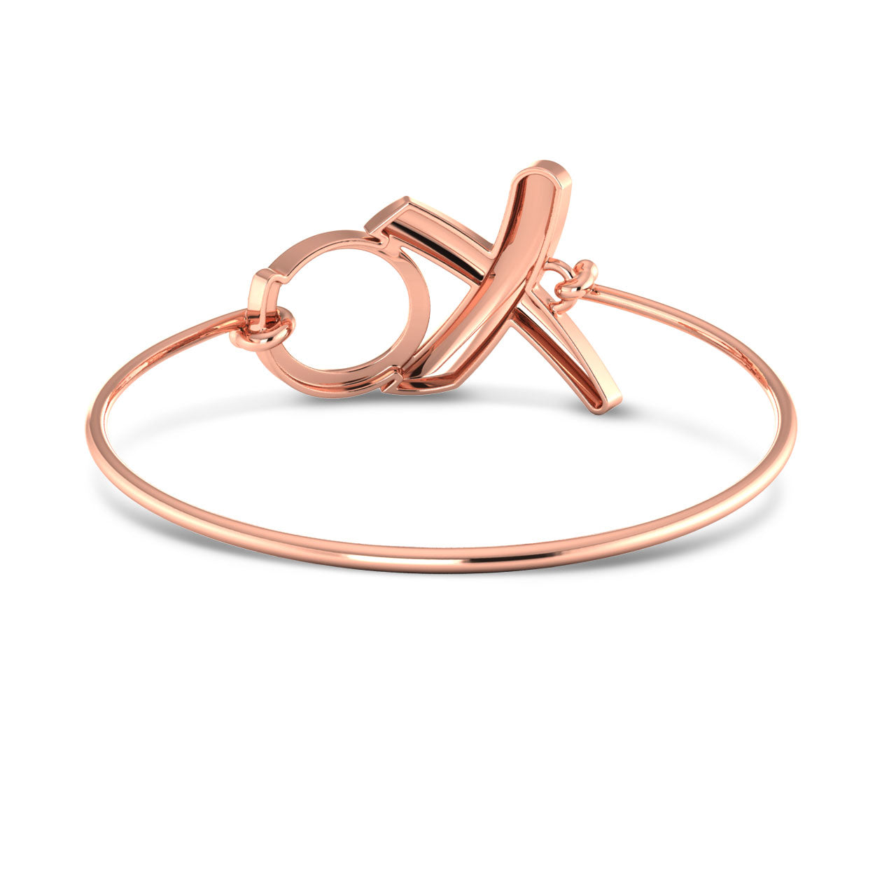Love & kisses bangle XO bracelet with rose gold plated