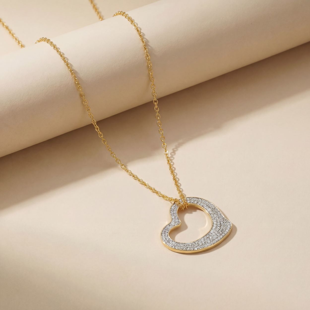 Open Heart Pendant with CZ