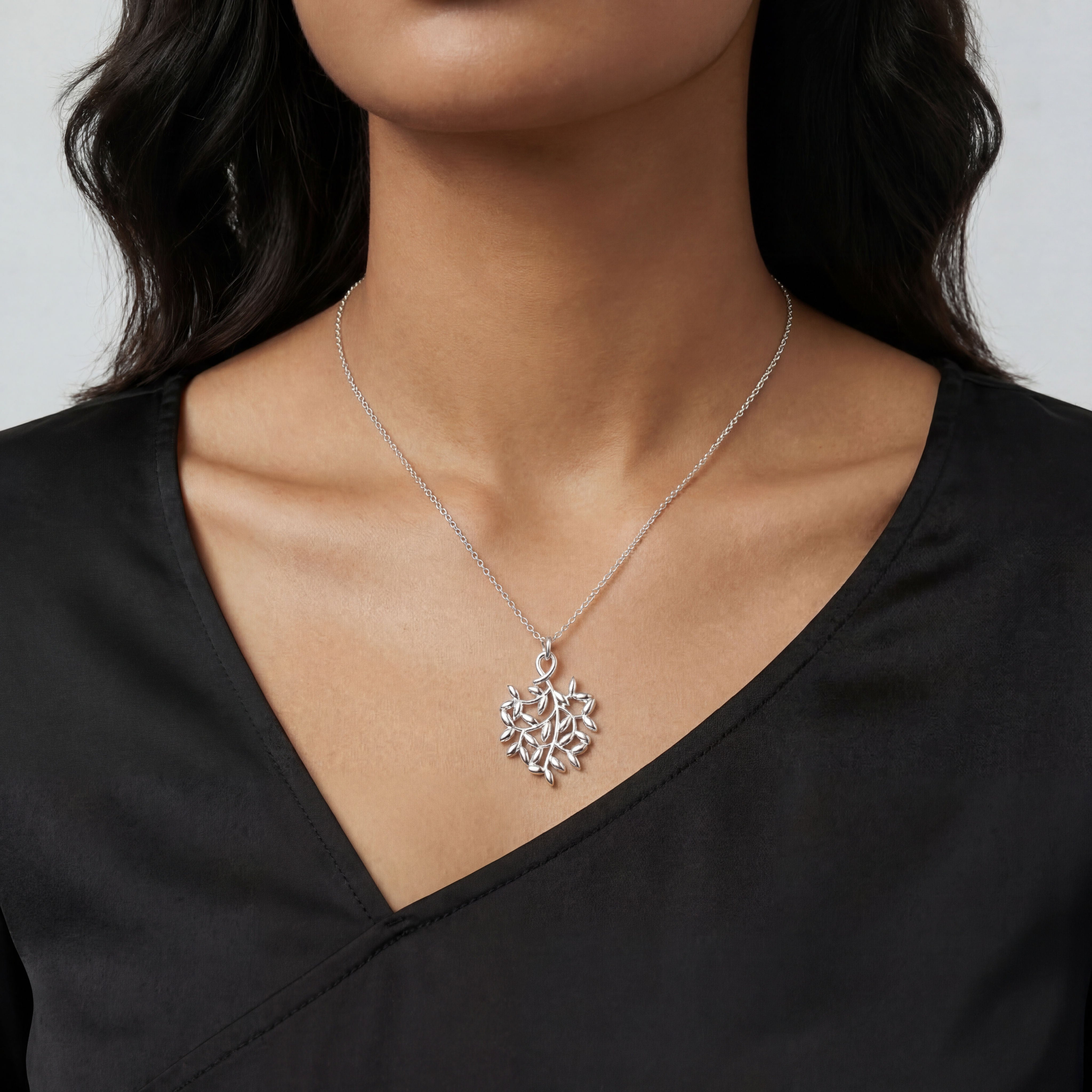 Romantic Floral Olive Leaf Pendant