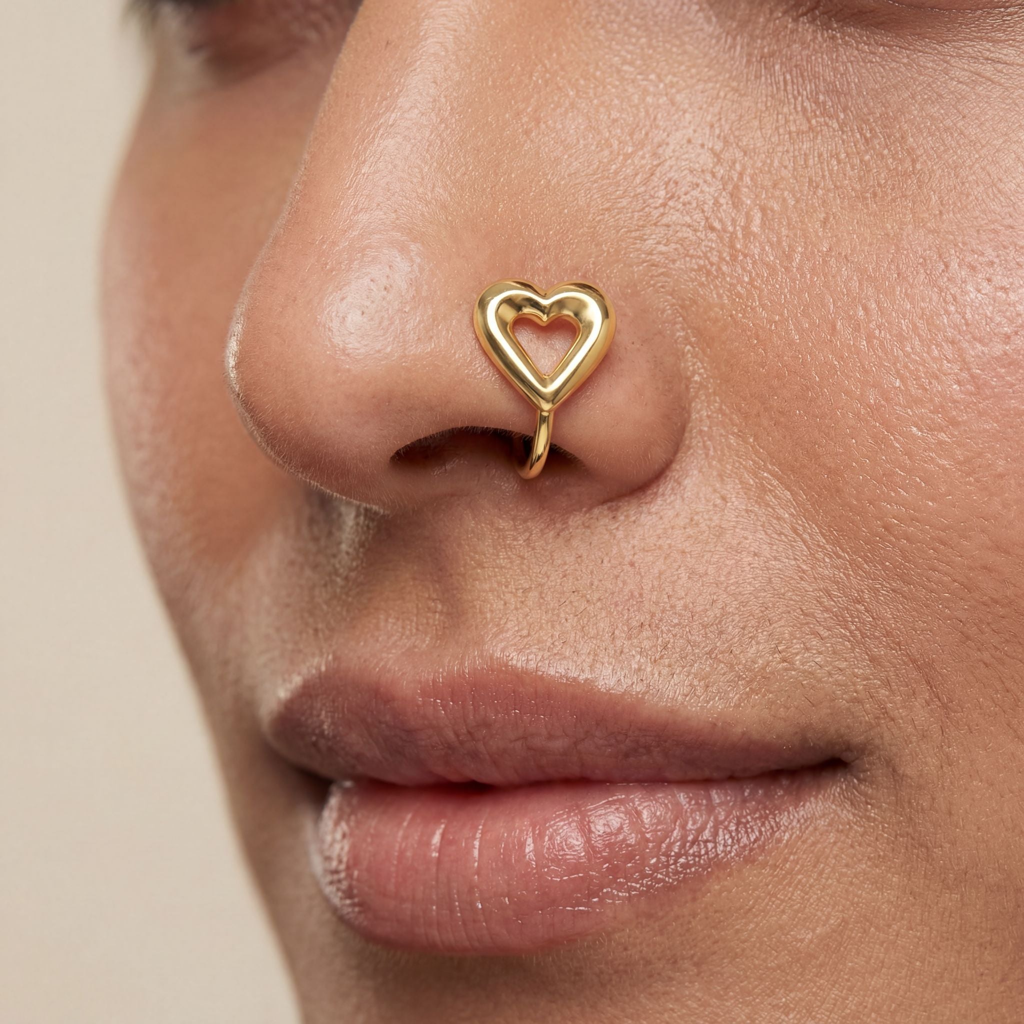 Open Heart Nose Pin