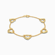 Five Open Heart Bracelet - Gold Plated