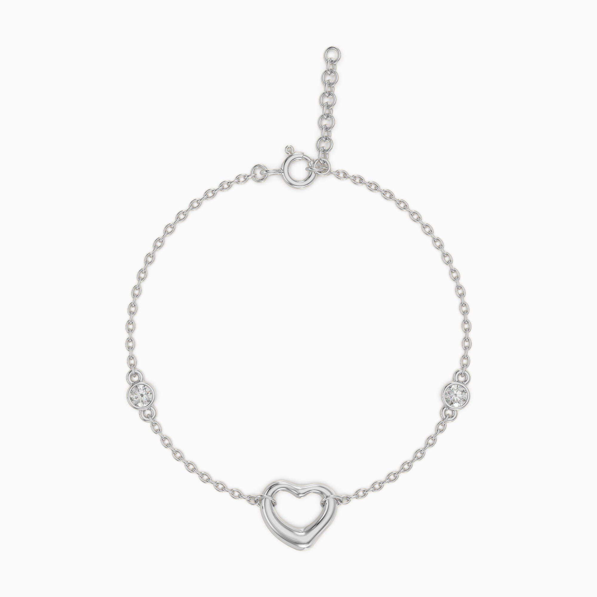 CZ By The Yard Open Heart Bracelet