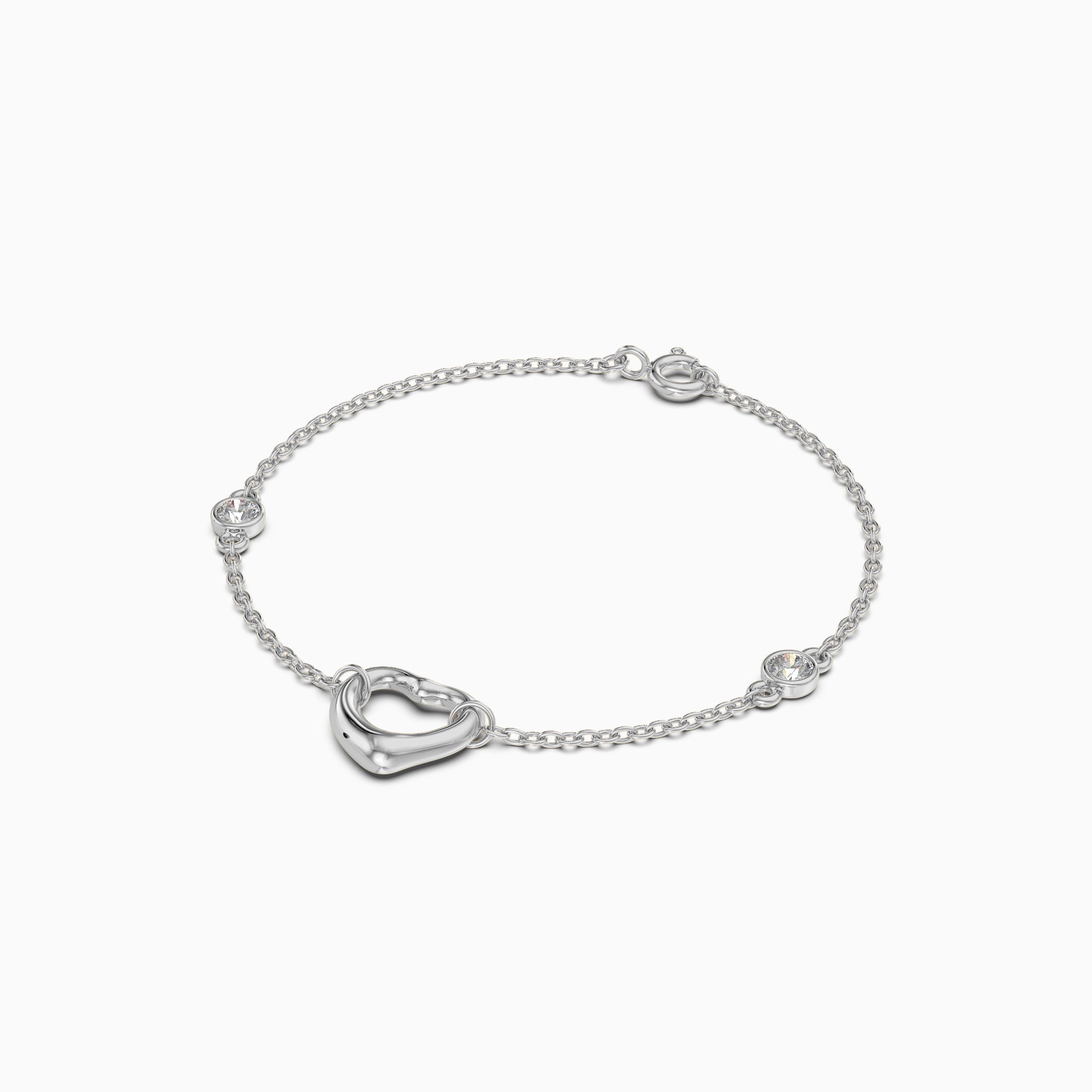 CZ By The Yard Open Heart Bracelet
