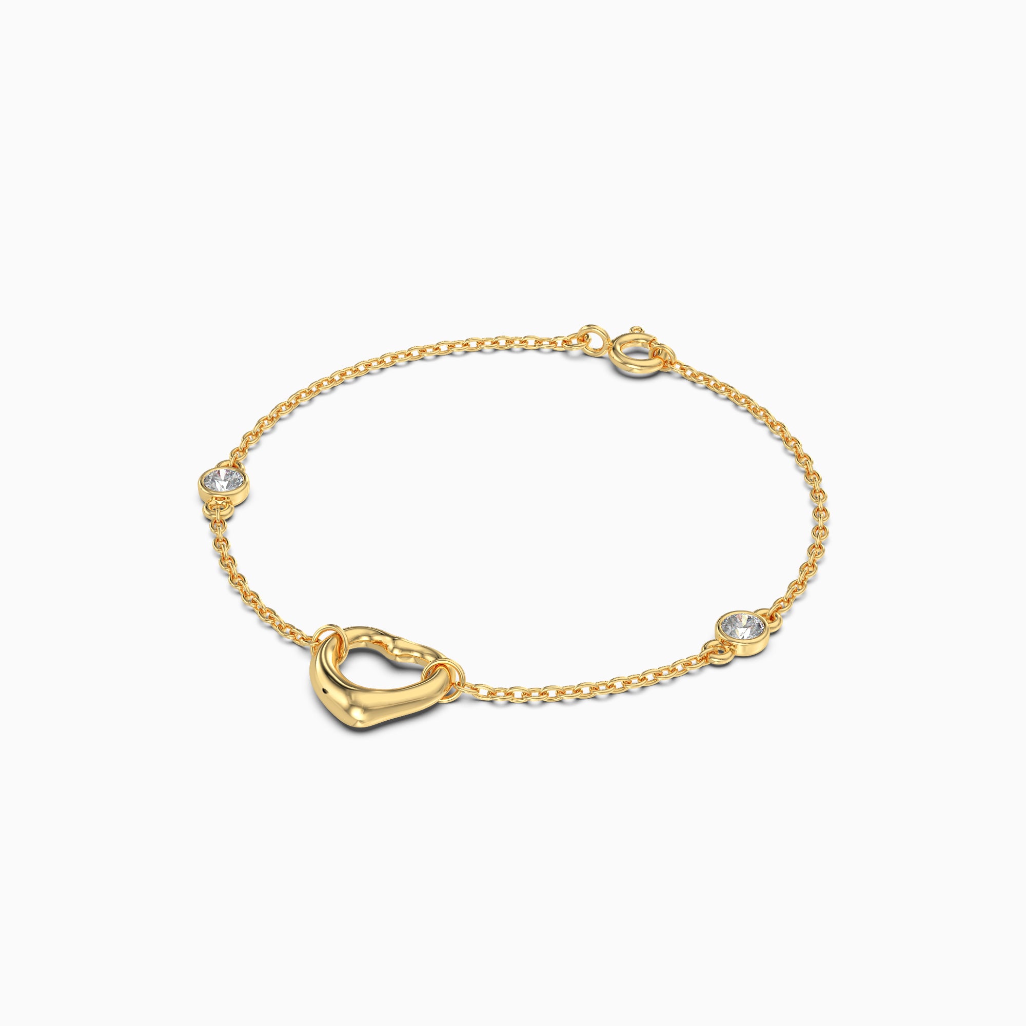 CZ By The Yard Open Heart Bracelet - Gold Plated