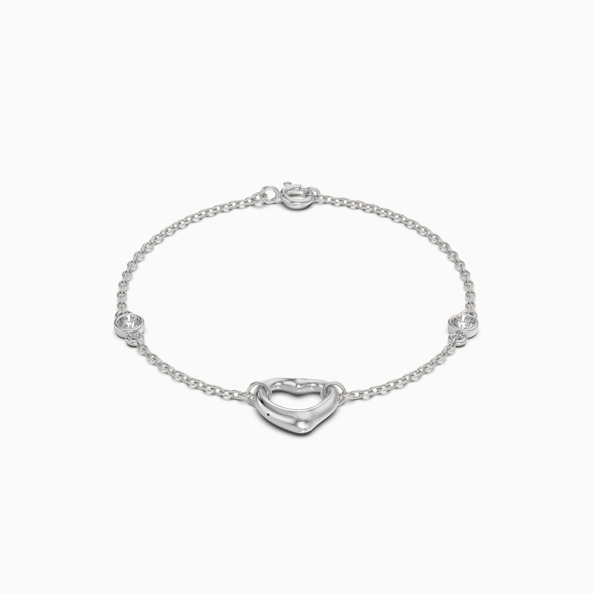 CZ By The Yard Open Heart Bracelet