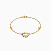 CZ By The Yard Open Heart Bracelet - Gold Plated