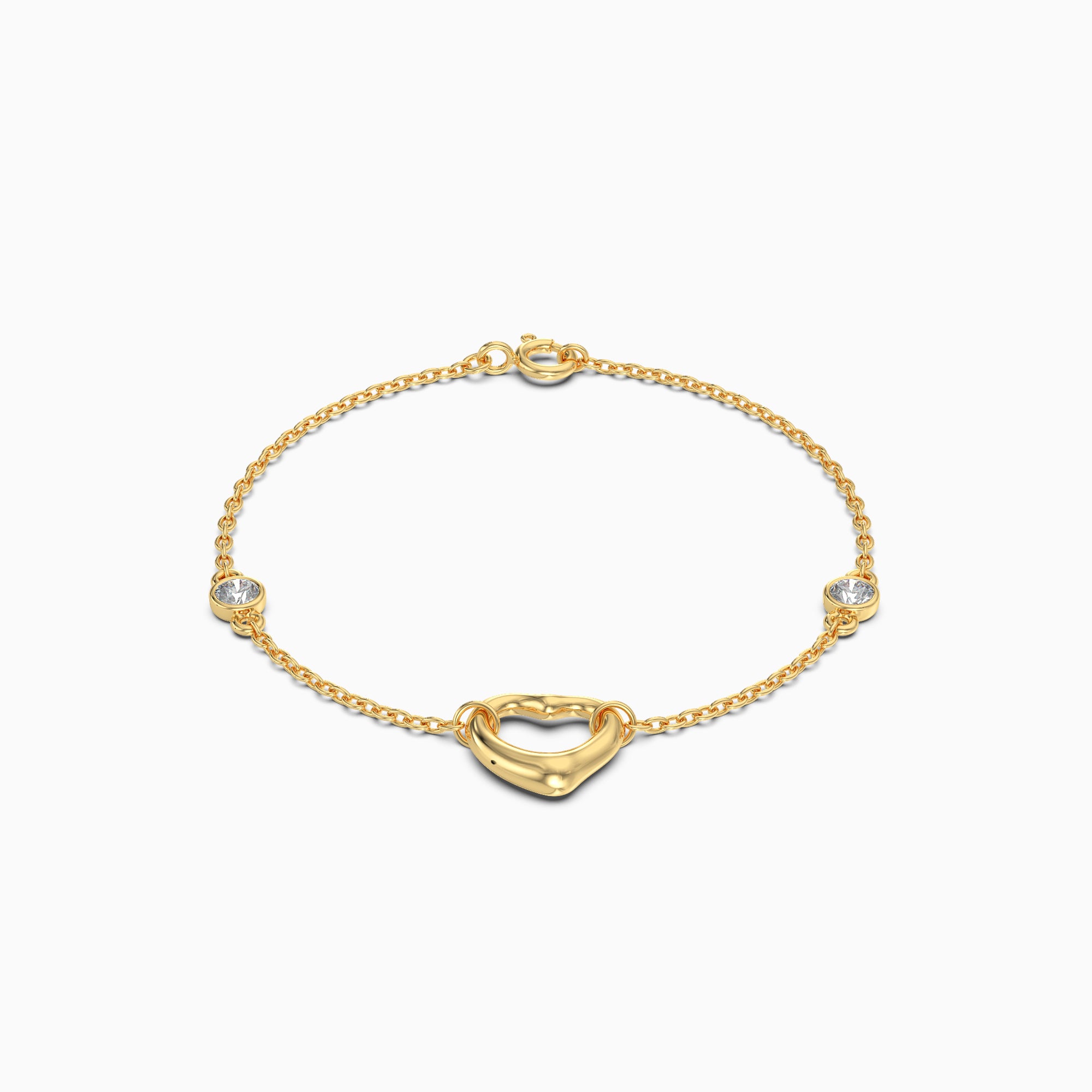 CZ By The Yard Open Heart Bracelet - Gold Plated