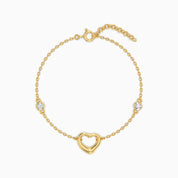 CZ By The Yard Open Heart Bracelet - Gold Plated