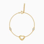 CZ By The Yard Open Heart Bracelet - Gold Plated
