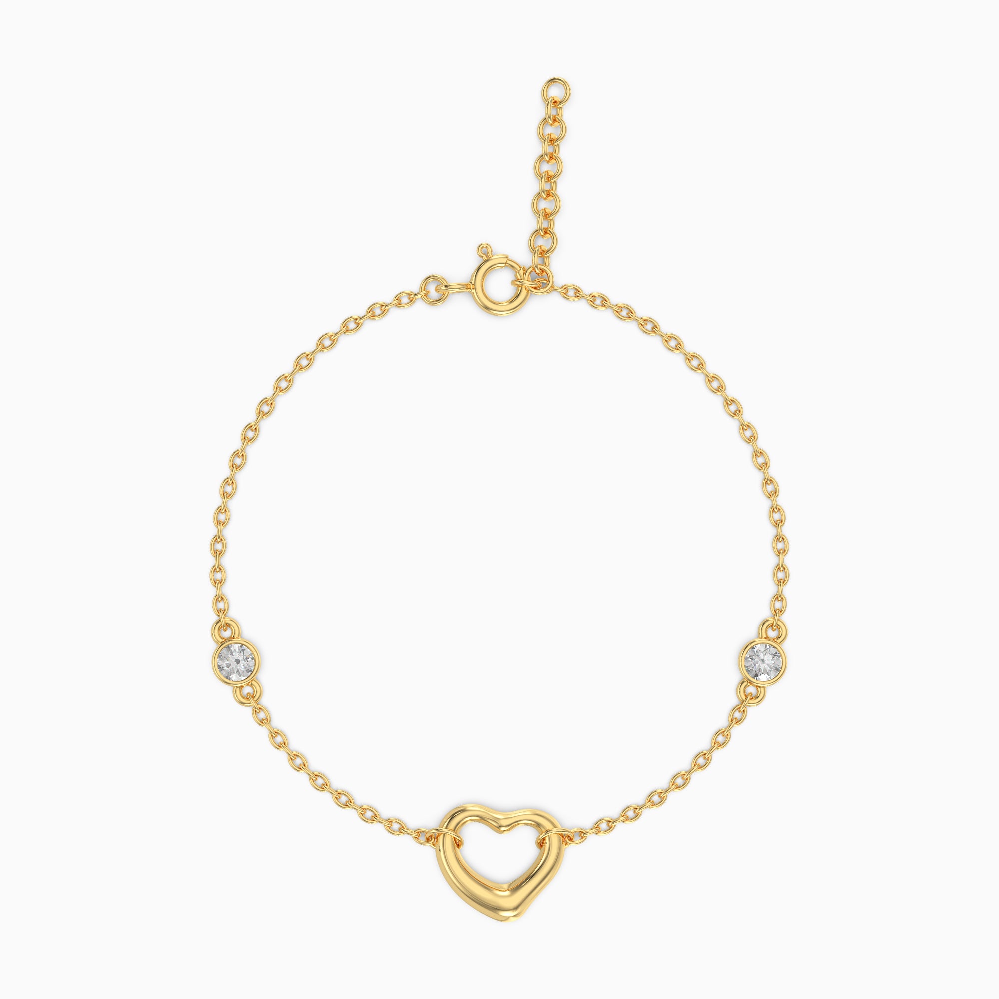 CZ By The Yard Open Heart Bracelet - Gold Plated