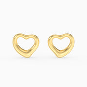 Open Heart Stud Earrings - Gold Plated