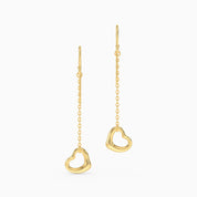 Open Heart Drop Earrings - Gold Plated