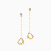 CZ By The Yard Open Heart Earrings - Gold Plated