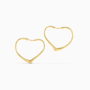 Open Heart Hoop Earrings - Gold Plated