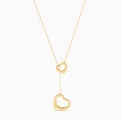 Open Heart Lariat Necklace - Gold Plated