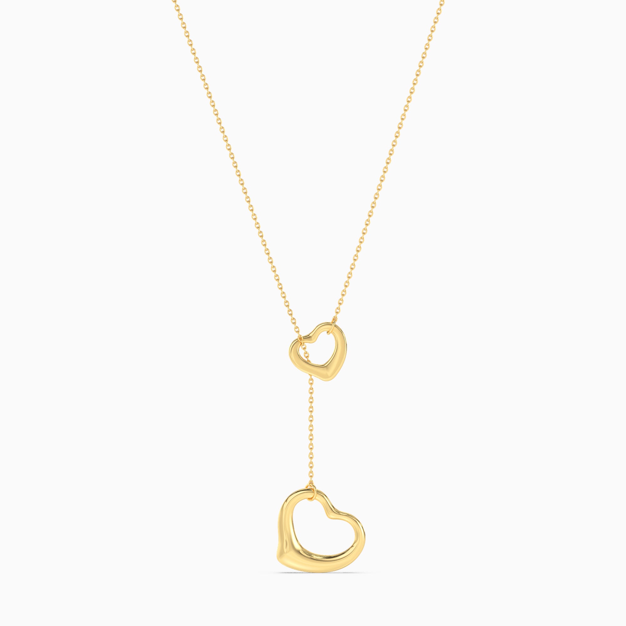 Open Heart Lariat Necklace - Gold Plated