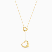 Open Heart Lariat Necklace - Gold Plated