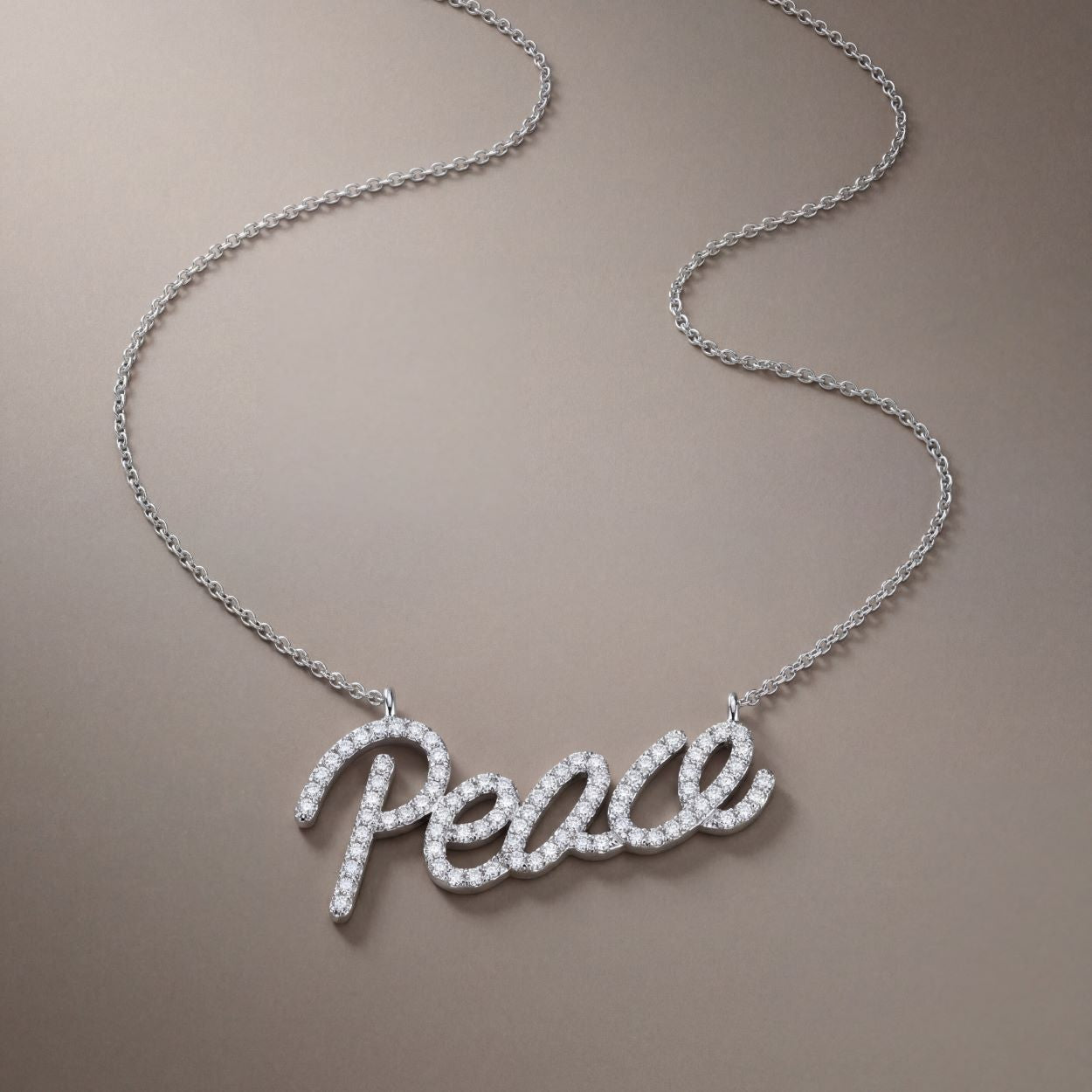 Graffiti Peace Pendant With CZ
