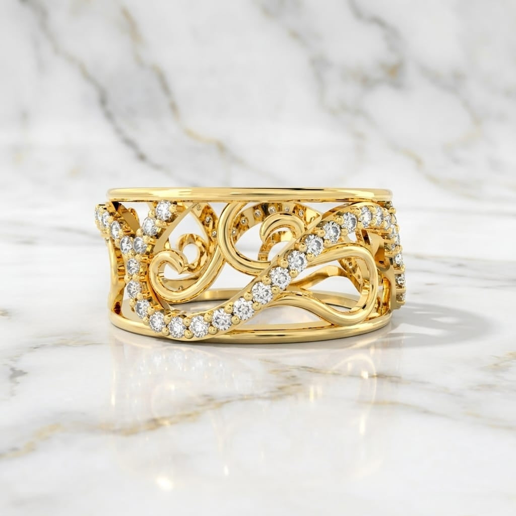 Romantic Floral Floral Band Ring
