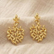 Romantic Floral Olive Leaf Drop Earrings