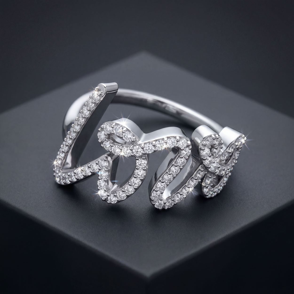 Grafitti Love ring With CZ