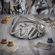 Grafitti Love ring With CZ