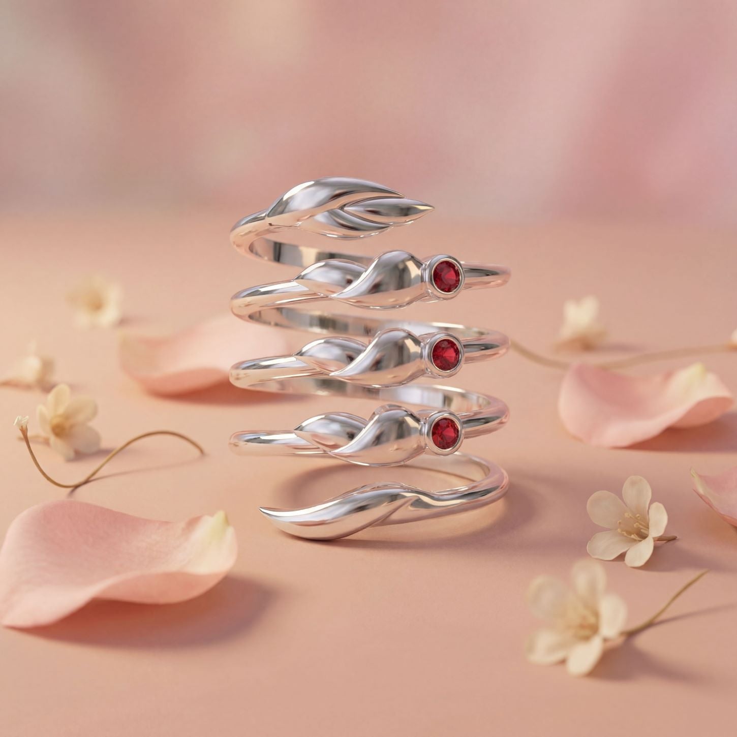 Romantic Floral Spiral Ring