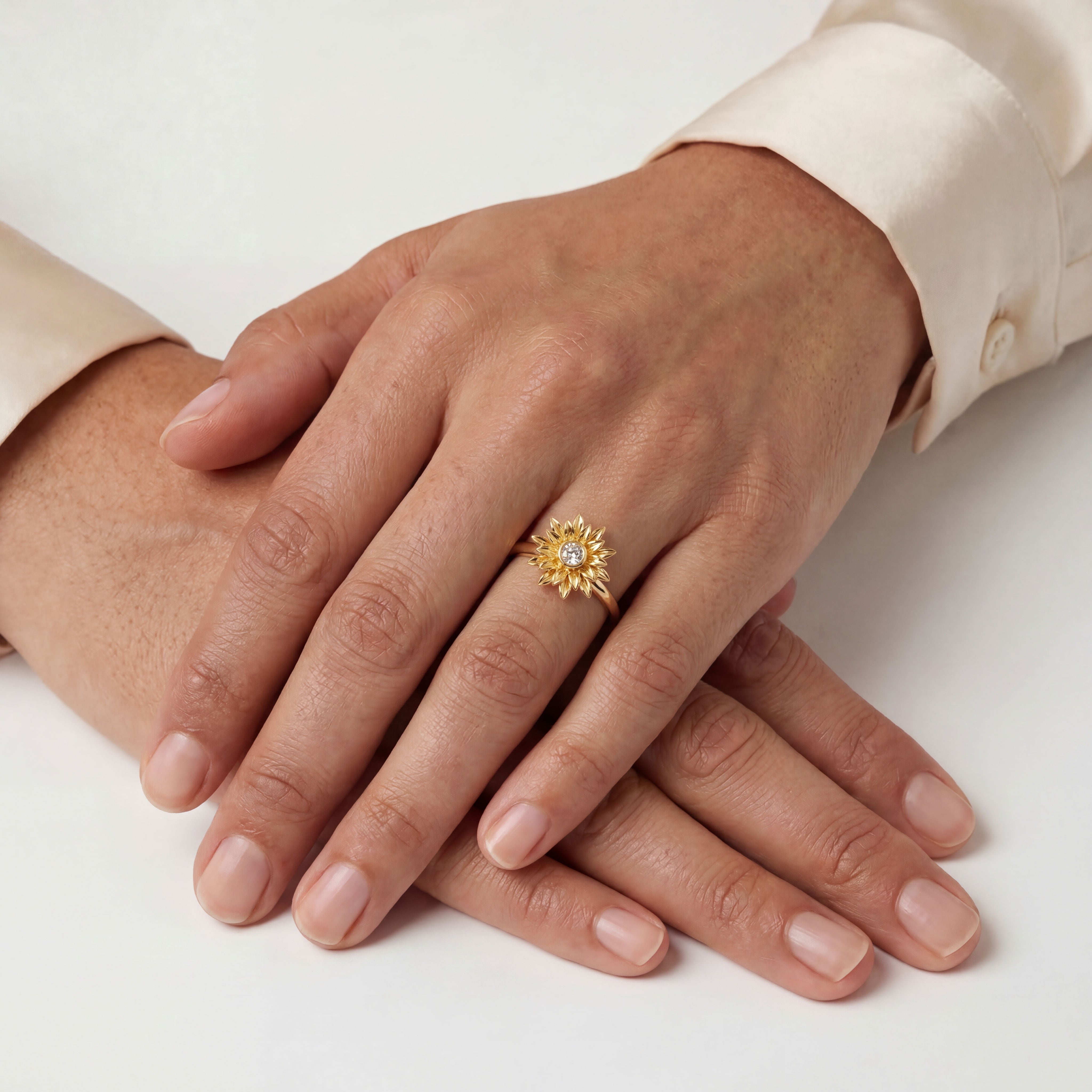 Romantic Floral Sunflower Ring