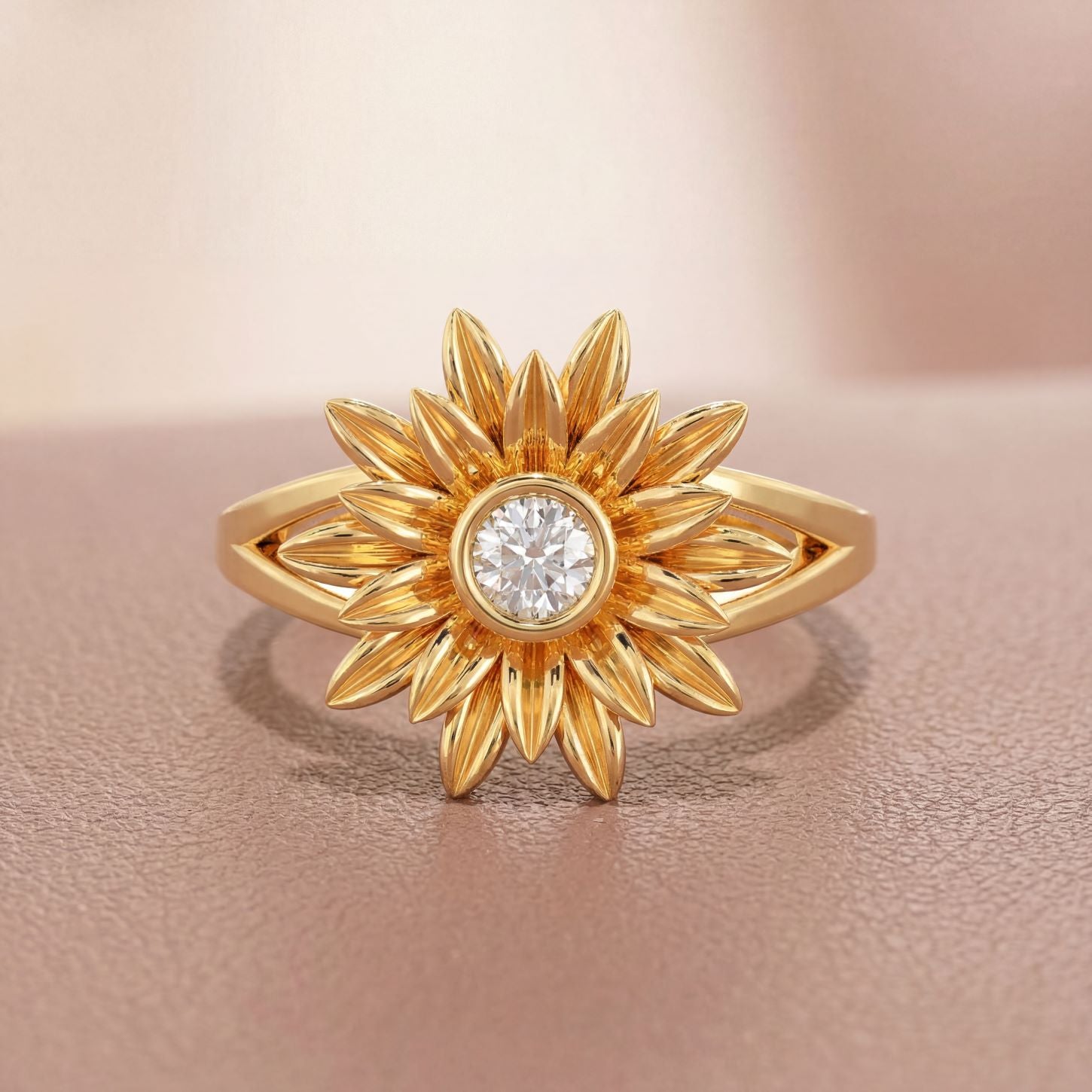 Romantic Floral Sunflower Ring