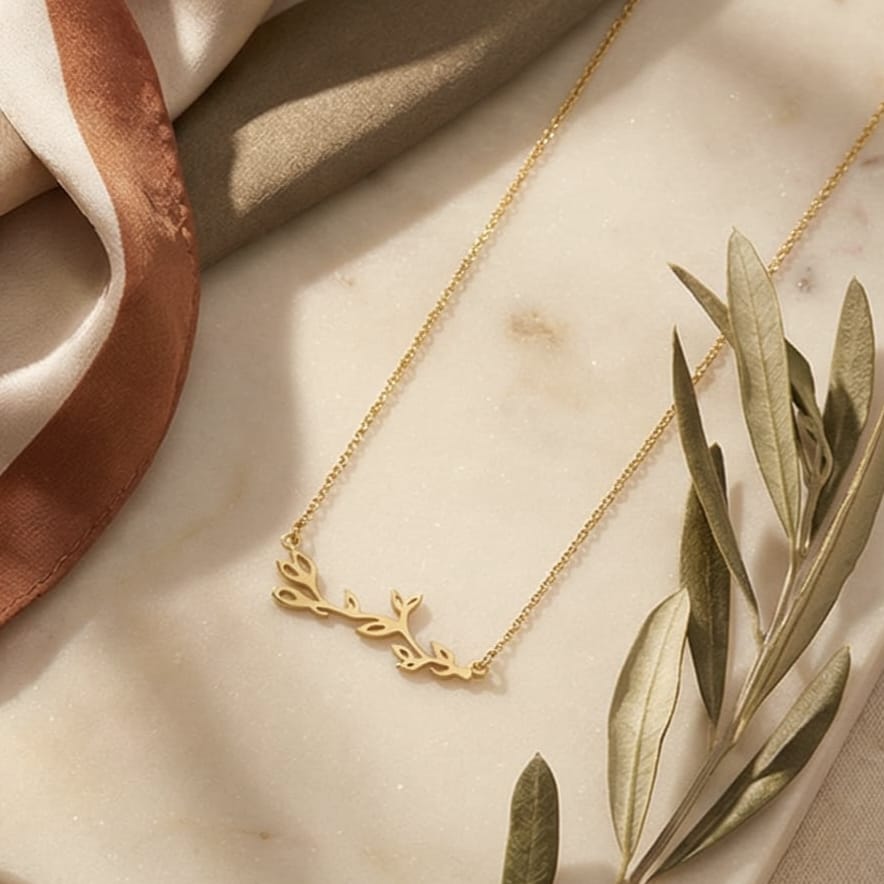 Romantic Floral Olive Leaf Vine Pendant