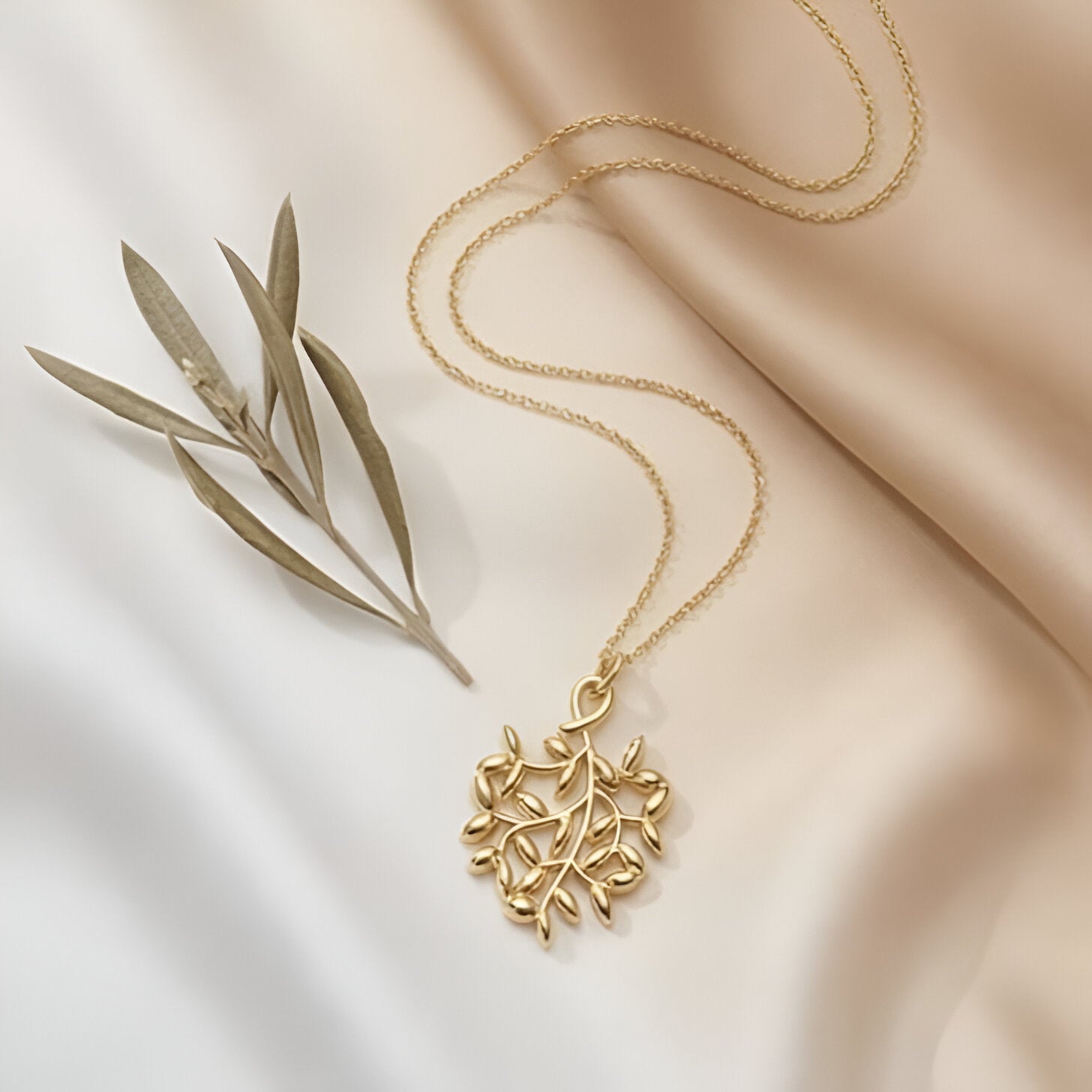 Romantic Floral Neam Leaf Pendant- Gold Plated