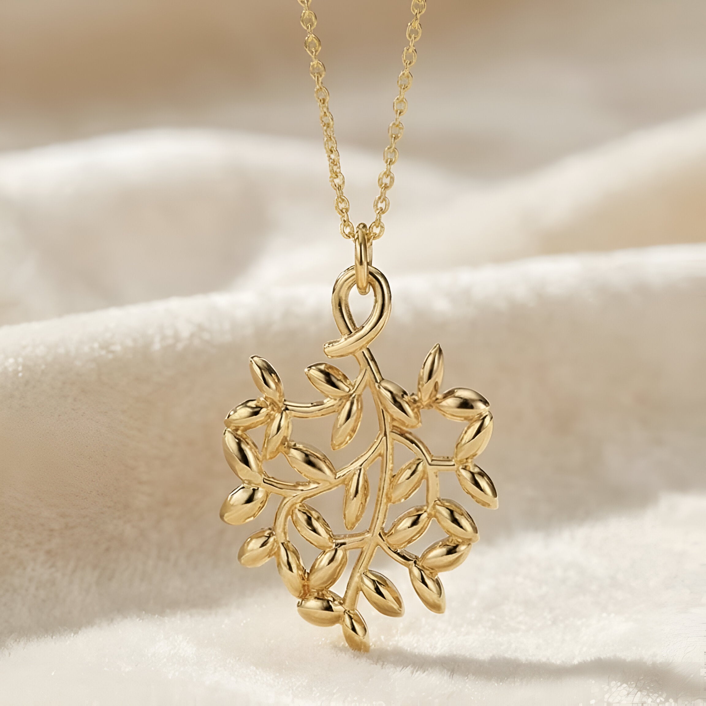 Romantic Floral Neam Leaf Pendant- Gold Plated