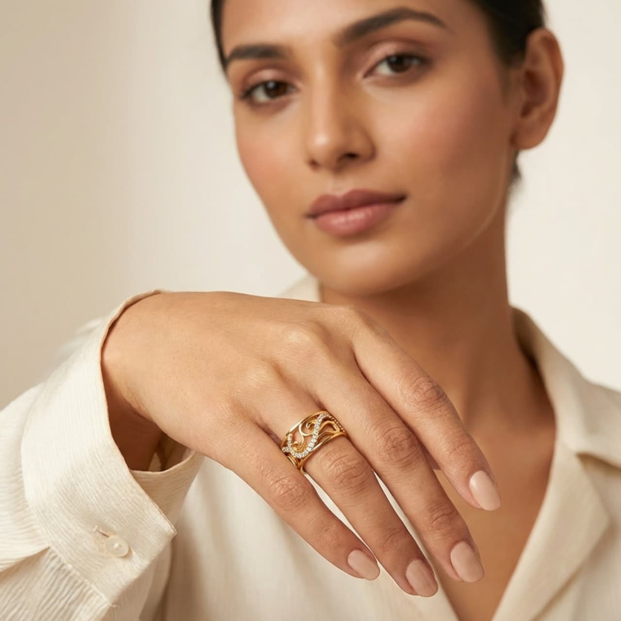 Romantic Floral Floral Band Ring