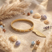 Alokki Boho Dream Feather Charm and Stone Bangle