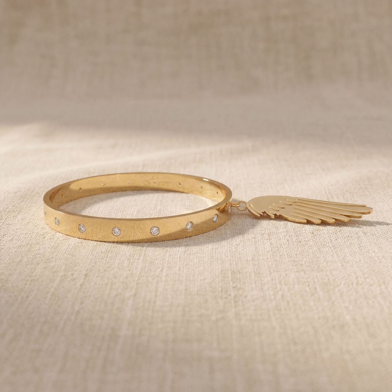 Alokki Boho Dream Feather Charm and Stone Bangle