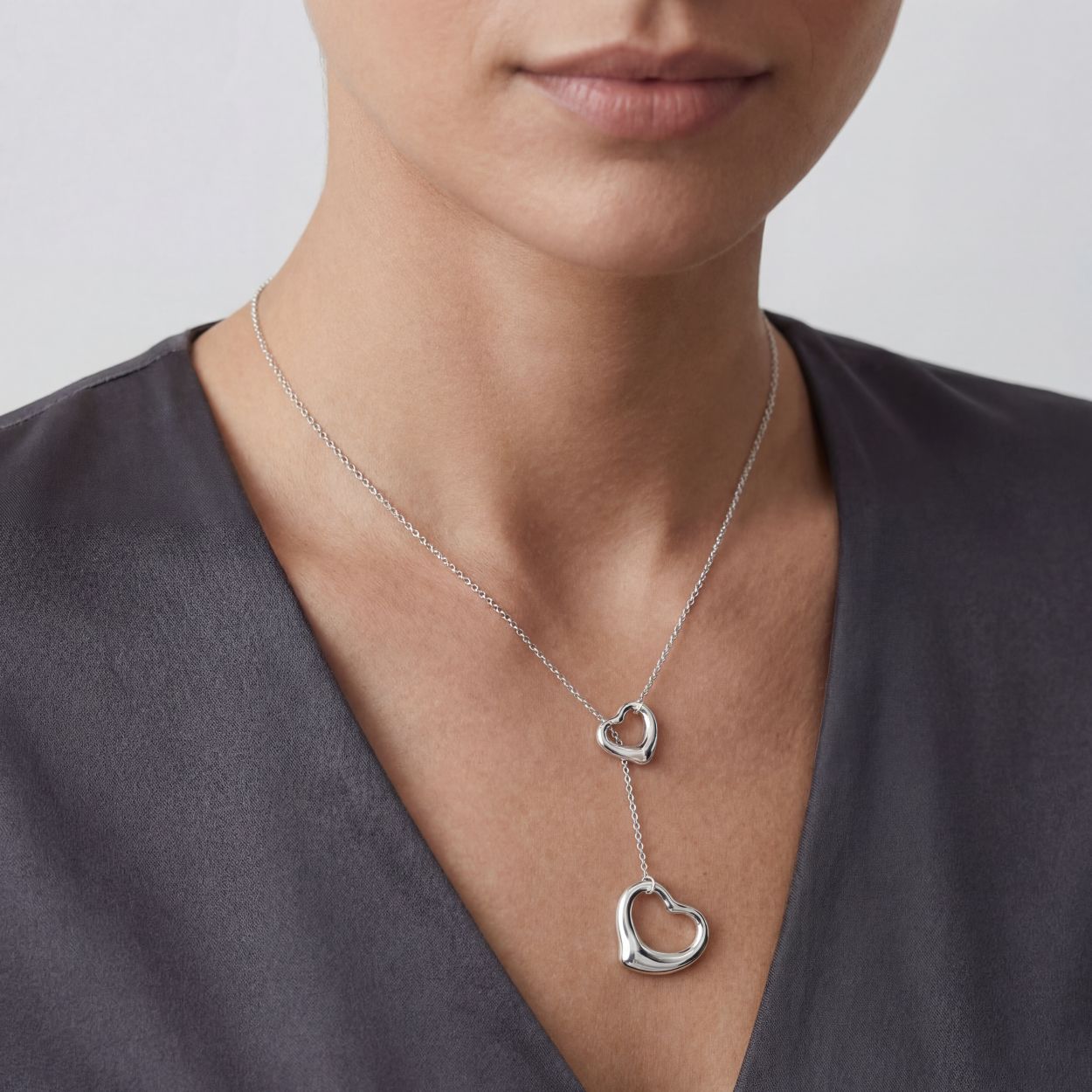 Open Heart Lariat Necklace